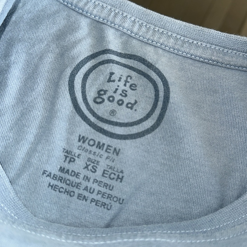 LIFE IS GOOD~Size XS~Women’s Blue T-Shirt Sailing Catch The Wind Cotton - Picture 4 of 7